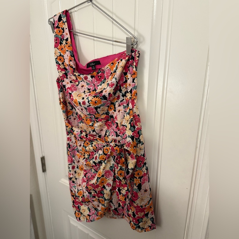 Lulu's Pink Asymmetrical Ruched One-Shoulder Dress - Picture 10 of 16